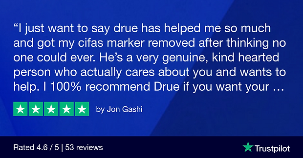 CIFAS MARKER REMOVAL - ADVICIFAS - TRUSTPILOT REVIEW 1